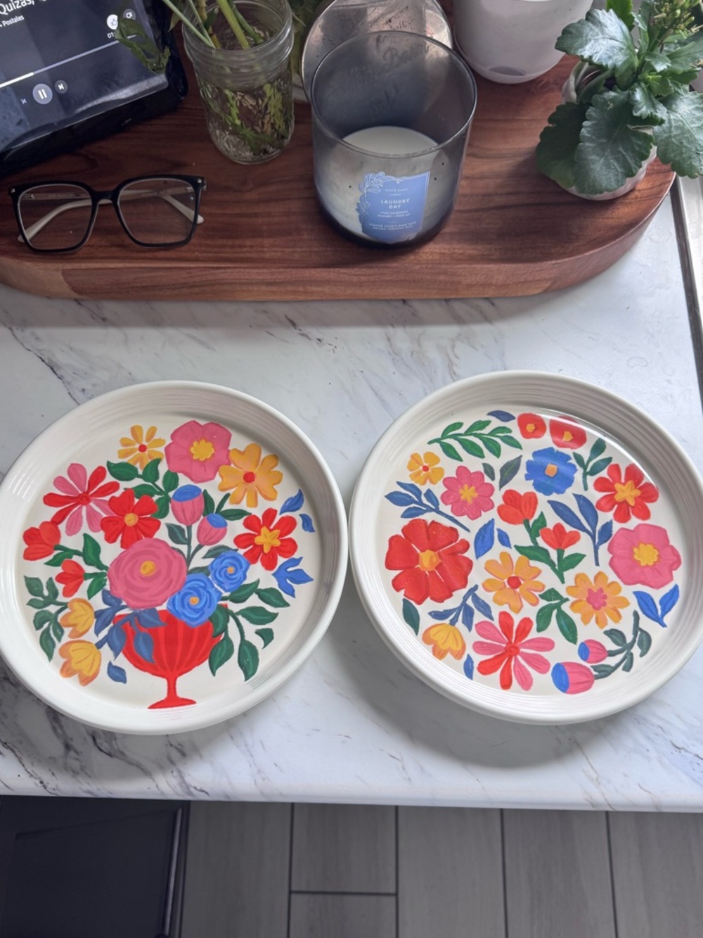 Hobby Lobby Floral Multicolor Dinner Plates (Set of 2)
